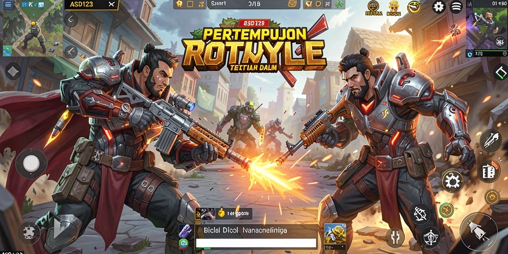 Tangkapan layar gameplay ASD123 menampilkan aksi pertempuran sengit di arena Battle Royale.