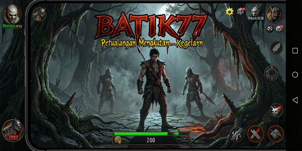 Screenshot gameplay menegangkan dari BATIK77 dengan suasana Horror yang kental.