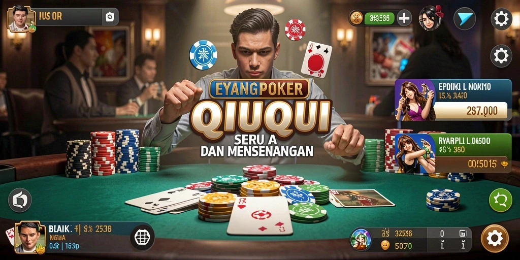 Tampilan gameplay QiuQiu yang penuh aksi dan seru di EYANGPOKER.