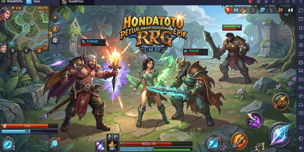 Tampilan screenshot HONDATOTO menampilkan aksi pertarungan RPG yang menarik.