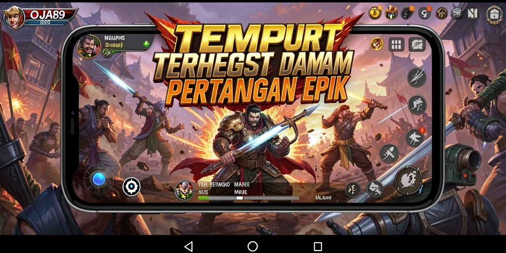 Screenshot gameplay OJA89 menampilkan pertarungan yang intens dan karakter unik.