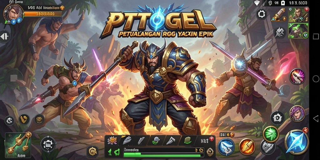 Screenshot gameplay PTTOGEL menampilkan pertarungan seru dan karakter epik.