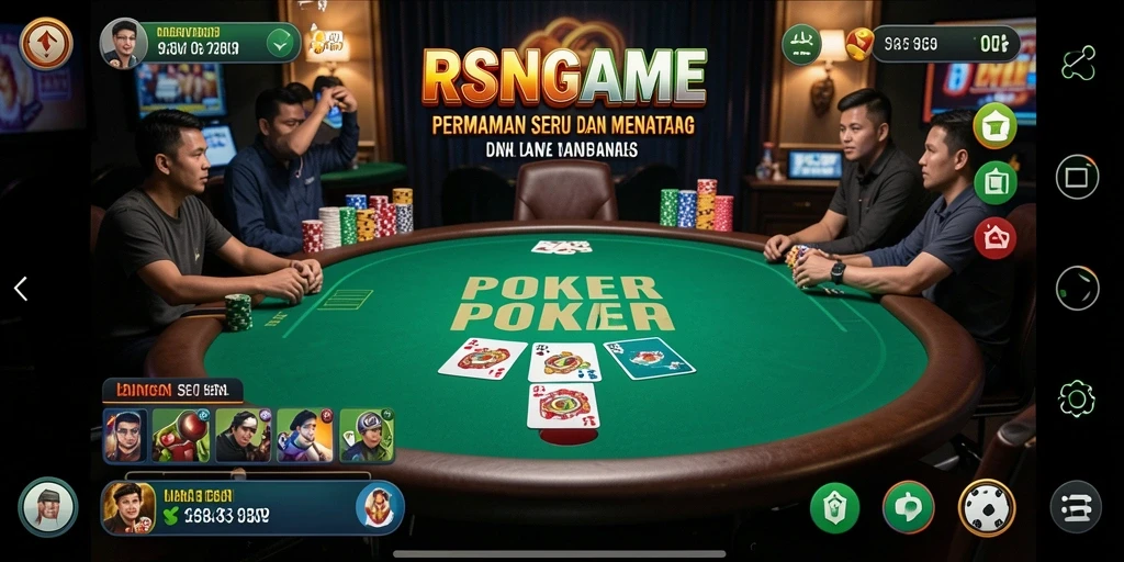 Tampilan gameplay RSNGAME yang menarik dan realistis saat bermain Poker.