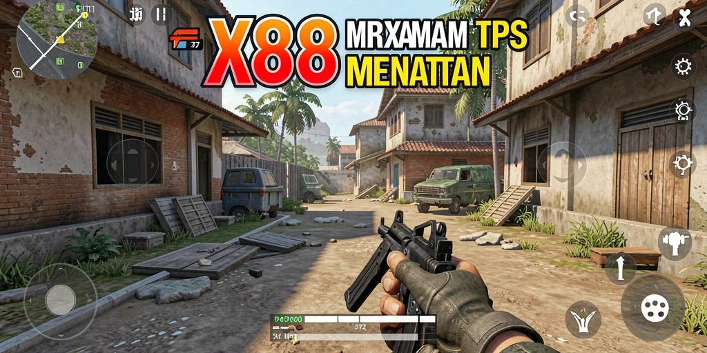 Gameplay mendebarkan dalam X88 dengan pertempuran TPS yang intens.